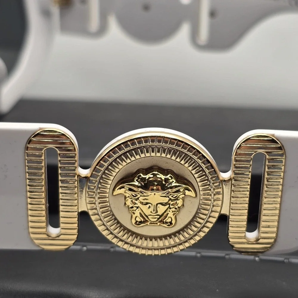 Versace VE4425U 314/87 White Gold Medusa Shield Sunglasses 53mm Italy NWOT